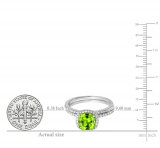 1.75 Carat (ctw) 10K White Gold Cushion Cut Peridot & Round Cut White Diamond Ladies Bridal Halo Engagement Ring With Matching Band Set 1 3/4 CT