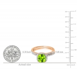 1.75 Carat (ctw) 14K Rose Gold Cushion Cut Peridot & Round Cut White Diamond Ladies Bridal Halo Engagement Ring With Matching Band Set 1 3/4 CT