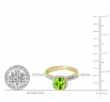1.75 Carat (ctw) 14K Yellow Gold Cushion Cut Peridot & Round Cut White Diamond Ladies Bridal Halo Engagement Ring With Matching Band Set 1 3/4 CT