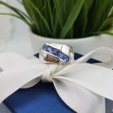 1.00 Carat (ctw) Sterling Silver Real Round Tanzanite Men's Channel Set 5 Stone Anniversary Wedding Band 1 CT