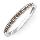 0.10 Carat (ctw) Sterling Silver Round Champagne Real Diamond Wedding Anniversary Stackable Band Ring 1/10 CT