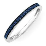 0.10 Carat (ctw) Sterling Silver Round Blue Sapphire Wedding Anniversary Stackable Band Ring 1/10 CT