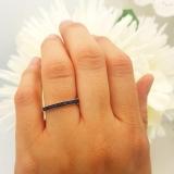 0.10 Carat (ctw) Sterling Silver Round Blue Sapphire Wedding Anniversary Stackable Band Ring 1/10 CT
