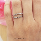 0.18 Carat (ctw) 10K White Gold Round Black & White Diamond Ladies Anniversary Wedding Band Enhancer Guard Double Ring