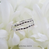0.18 Carat (ctw) 10K White Gold Round Black & White Diamond Ladies Anniversary Wedding Band Enhancer Guard Double Ring