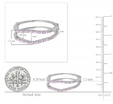 0.18 Carat (ctw) 14K White Gold Round Pink Sapphire & White Diamond Ladies Anniversary Wedding Band Enhancer Guard Double Ring