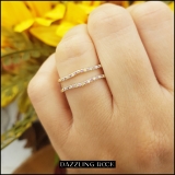 0.18 Carat (ctw) 14K Yellow Gold Round Pink Sapphire & White Diamond Ladies Anniversary Wedding Band Enhancer Guard Double Ring