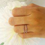 0.18 Carat (ctw) 10K White Gold Round Ruby Ladies Anniversary Wedding Band Enhancer Guard Double Ring