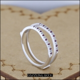 0.18 Carat (ctw) 10K White Gold Round Ruby & White Diamond Ladies Anniversary Wedding Band Enhancer Guard Double Ring
