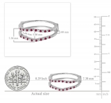 0.18 Carat (ctw) 10K White Gold Round Ruby & White Diamond Ladies Anniversary Wedding Band Enhancer Guard Double Ring