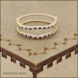 0.18 Carat (ctw) 10K Yellow Gold Round Ruby & White Diamond Ladies Anniversary Wedding Band Enhancer Guard Double Ring