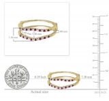0.18 Carat (ctw) 10K Yellow Gold Round Ruby & White Diamond Ladies Anniversary Wedding Band Enhancer Guard Double Ring