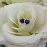 2.25 Carat (ctw) 10K White Gold Heart Shape Blue Sapphire & Round Cut Diamond Ladies Halo Stud Earrings
