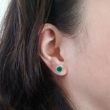 2.25 Carat (ctw) 10K White Gold Heart Shape Emerald & Round Cut Diamond Ladies Halo Stud Earrings
