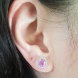 2.25 Carat (ctw) 14K White Gold Heart Shape Pink Sapphire & Round Cut Diamond Ladies Halo Stud Earrings