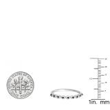 0.10 Carat (ctw) Sterling Silver Round Black Diamond Ladies Anniversary Wedding Stackable Band Ring 1/10 CT