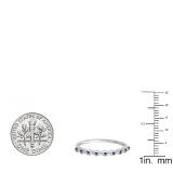 0.10 Carat (ctw) Sterling Silver Round Blue Sapphire Ladies Anniversary Wedding Stackable Band Ring 1/10 CT