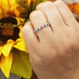 0.10 Carat (ctw) Sterling Silver Round Blue Sapphire Ladies Anniversary Wedding Stackable Band Ring 1/10 CT