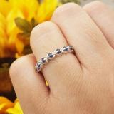 0.10 Carat (ctw) Sterling Silver Round Blue Sapphire Ladies Anniversary Wedding Stackable Band Ring 1/10 CT