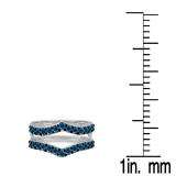 0.95 Carat (ctw) 10K White Gold Round Blue Diamond Ladies Anniversary Wedding Band Enhancer Guard Double Ring 1 CT