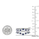 0.95 Carat (ctw) 10K White Gold Round Blue Sapphire & White Diamond Ladies Anniversary Wedding Band Enhancer Guard Double Ring 1 CT