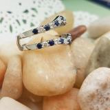 0.95 Carat (ctw) 10K White Gold Round Blue Sapphire & White Diamond Ladies Anniversary Wedding Band Enhancer Guard Double Ring 1 CT