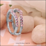 0.95 Carat (ctw) 10K White Gold Round Pink Sapphire Ladies Anniversary Wedding Band Enhancer Guard Double Ring 1 CT