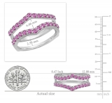 0.95 Carat (ctw) 10K White Gold Round Pink Sapphire Ladies Anniversary Wedding Band Enhancer Guard Double Ring 1 CT