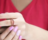 Round Ruby Double Guard Wedding Band Enhancer Ring for Women 10K Rose Gold