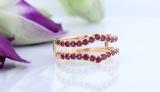 Round Ruby Double Guard Wedding Band Enhancer Ring for Women 10K Rose Gold