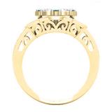 2.00 Carat (ctw) 18K Yellow Gold Round Cut Emerald & White Diamond Ladies Cluster Flower Engagement Ring 2 CT