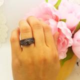 1.25 Carat (ctw) Black Rhodium Plated 10K White Gold Round Amethyst And Black Diamond Ladies Split Shank Halo Style Bridal Engagement Ring Set With Matching Band 1 1/4 CT