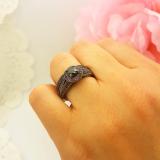 1.25 Carat (ctw) Black Rhodium Plated 10K White Gold Round Amethyst And Black Diamond Ladies Split Shank Halo Style Bridal Engagement Ring Set With Matching Band 1 1/4 CT