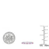 10K White Gold Round Cut Pink Sapphire & White Diamond Ladies Stackable Anniversary Wedding Band