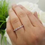10K White Gold Round Cut Pink Sapphire & White Diamond Ladies Stackable Anniversary Wedding Band