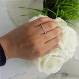 10K White Gold Round Cut Pink Sapphire & White Diamond Ladies Stackable Anniversary Wedding Band