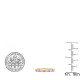 10K Yellow Gold Round Cut Pink Sapphire & White Diamond Ladies Stackable Anniversary Wedding Band