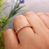 10K Yellow Gold Round Cut Pink Sapphire & White Diamond Ladies Stackable Anniversary Wedding Band