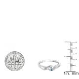 0.05 Carat (ctw) Sterling Silver Round Blue & White Diamond Ladies Crossover Swirl Bridal Promise Engagement Ring