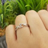 0.05 Carat (ctw) Sterling Silver Round Blue & White Diamond Ladies Crossover Swirl Bridal Promise Engagement Ring