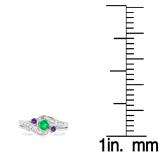 0.50 Carat (ctw) 14k White Gold Round Green Emerald And Amethyst And White Diamond Ladies Swirl Bridal Engagement Ring Matching Band Set 1/2 CT