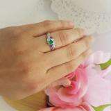 0.50 Carat (ctw) 14k White Gold Round Green Emerald And Amethyst And White Diamond Ladies Swirl Bridal Engagement Ring Matching Band Set 1/2 CT