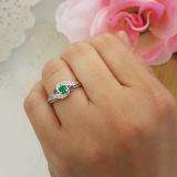 0.50 Carat (ctw) 14k White Gold Round Green Emerald And Amethyst And White Diamond Ladies Swirl Bridal Engagement Ring Matching Band Set 1/2 CT