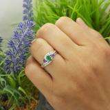 0.50 Carat (ctw) 14k White Gold Round Green Emerald And Amethyst And White Diamond Ladies Swirl Bridal Engagement Ring Matching Band Set 1/2 CT