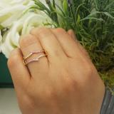 0.25 Carat (ctw) 14K Yellow Gold Round Pink Sapphire & White Diamond Ladies Anniversary Wedding Band Guard Double Ring 1/4 CT