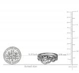0.60 Carat (ctw) Black Rhodium Plated 14K White Gold Round Black & White Diamond Ladies Halo Style Bridal Engagement Ring Matching Band Set