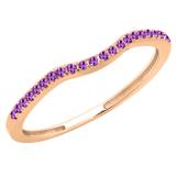 0.15 Carat (ctw) 10K Rose Gold Round Amethyst Ladies Bridal Anniversary Ring Wedding Guard Band