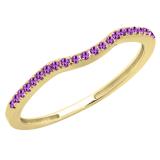 0.15 Carat (ctw) 14K Yellow Gold Round Amethyst Ladies Bridal Anniversary Ring Wedding Guard Band