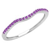 0.15 Carat (ctw) 18K White Gold Round Amethyst Ladies Bridal Anniversary Ring Wedding Guard Band
