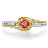 0.40 Carat (ctw) 14K Two Tone Gold Round Cut White Diamond & Ruby Ladies Twisted Bridal Engagement Ring